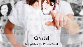  Presentation with human resource - PPT theme enhanced with human resource selection - classy businesswoman selecting future employees background and a white colored foreground