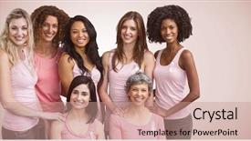  Presentation with breast cancer awareness - Cool new presentation design with breast cancer awareness against neutral backdrop and a coral colored foreground