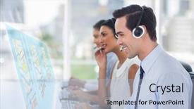  Presentation with maps - Beautiful PPT theme featuring generational workforce - call center employees at work backdrop and a light blue colored foreground