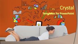  Presentation with economic - Presentation theme enhanced with generational workforce - composite image of businesswoman lying background and a crimson colored foreground