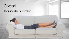  Presentation with young business woman smile show - Slide deck having generational workforce - composite image of smiling business background and a light gray colored foreground