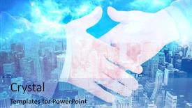  Presentation with two people holding hands - PPT theme featuring generational workforce - two people going to shake background and a  colored foreground