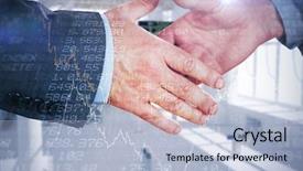  Presentation with two people holding hands - Presentation theme with generational workforce - two people going to shake background and a  colored foreground