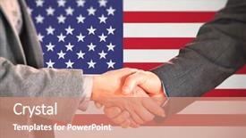  Presentation with office mix of people - Slide deck having generational workforce - two people having a handshake background and a coral colored foreground