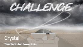  Presentation with challenge - Audience pleasing slides consisting of generational workforce - word challenge and business woman backdrop and a gray colored foreground