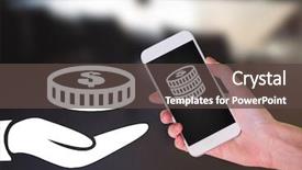  Presentation with digital - PPT layouts with phone sending and receiving money background and a tawny brown colored foreground