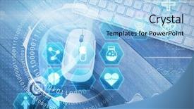  Presentation with wireless - Slide deck with overhead view of wireless computer background and a light blue colored foreground