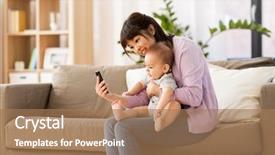  Presentation with motherhood - PPT theme having mobile generations - family and motherhood concept background and a coral colored foreground