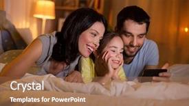  Presentation with mobile home - Colorful theme enhanced with mobile generations - people and family concept backdrop and a coral colored foreground