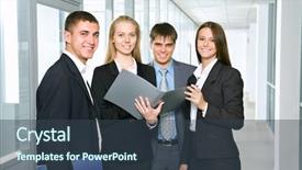  Presentation with modern - Amazing slides having generations working together - business people in modern office backdrop and a  colored foreground