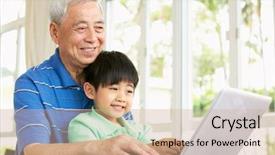  Presentation with medicina tradicional chinesa chinese herb - Slide deck consisting of generations working together - chinese grandfather and grandson sitting background and a coral colored foreground