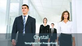  Presentation with young business people - Theme featuring generations working together - young business people go down background and a  colored foreground