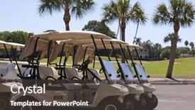  Presentation with car parking lot - Presentation consisting of generic club car golf carts background and a tawny brown colored foreground