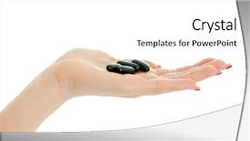  Presentation with green generic - Colorful presentation design enhanced with generic drugs - closeup of palm with green backdrop and a white colored foreground