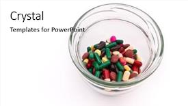  Presentation with tablets - Presentation theme having generic drugs - colorful tablets and capsules background and a  colored foreground