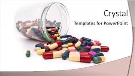  Presentation with capsules - Cool new PPT theme with generic drugs - colorful tablets and capsules backdrop and a white colored foreground