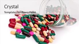  Presentation with capsules - Cool new slides with generic drugs - colorful tablets and capsules backdrop and a  colored foreground