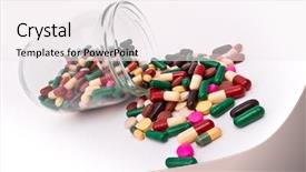  Presentation with capsules - Slide deck consisting of generic drugs - colorful tablets and capsules background and a  colored foreground