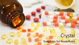  Presentation with bottles - Theme featuring generic drugs - detail of medicine bottles background and a blonde colored foreground