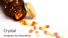  Presentation with medicament medical medicine pills - Presentation featuring generic drugs - detail of medicine bottles background and a  colored foreground