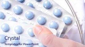  Presentation with drugs - Presentation featuring generic drugs - doctor giving blue medicine pills background and a sky blue colored foreground