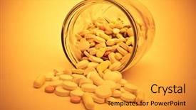  Presentation with container - Beautiful presentation featuring generic drugs - pills and tablets in glass backdrop and a gold colored foreground