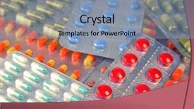  Presentation with drugs - Theme consisting of generic drugs - several types of pills background and a light blue colored foreground