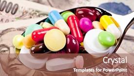  Presentation with japanese - Presentation theme with generic drugs - tablets and japanese yen currency background and a tawny brown colored foreground