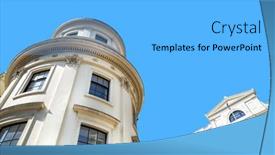  Presentation with sky blue - Presentation theme enhanced with generic-london-architecture-against-blue background and a light blue colored foreground