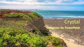  Presentation with green generic - Presentation theme with generic-ocean-beach-in-east background and a violet colored foreground