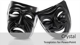  Presentation with masks - PPT theme with generic plastic masks as theatrical background and a light gray colored foreground