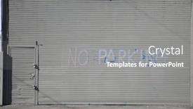  Presentation with building security - Amazing slide deck having generic-roll-up-door-garage backdrop and a gray colored foreground