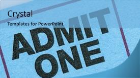  Presentation with raffle ticket - Beautiful slide set featuring generic ticket admit one macro backdrop and a light blue colored foreground