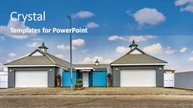  Presentation with africa - Presentation theme with generic-typical-duplex-houses-made background and a teal colored foreground