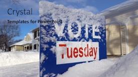  Presentation with yard sign - Slide deck with generic-vote-sign-vote-tuesday background and a teal colored foreground