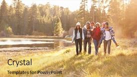  Presentation with extended family - Audience pleasing presentation design consisting of multi activities - extended family group walking backdrop and a yellow colored foreground