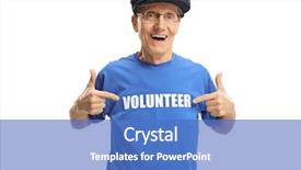  Presentation with volunteer - Audience pleasing PPT layouts consisting of generosity - cheerful elderly man wearing backdrop and a teal colored foreground
