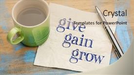  Presentation with give - PPT layouts consisting of generosity - give gain and grow -personal background and a soft green colored foreground