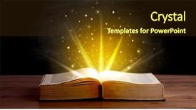  Presentation with open book - Colorful presentation enhanced with generosity - yellow lights and sparkles coming backdrop and a tawny brown colored foreground