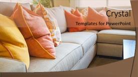  Presentation with abstract - Presentation design consisting of generous - abstract of inviting colorful couch background and a coral colored foreground