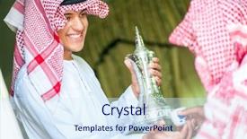  Presentation with traveller coffee - Presentation design having generous - arbic boy pouring coffee background and a  colored foreground