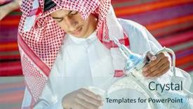  Presentation with coffee - Presentation theme featuring generous - arbic boy pouring coffee background and a lemonade colored foreground