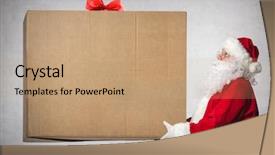  Presentation with text box - Amazing PPT layouts having generous - santa claus holds a big backdrop and a coral colored foreground