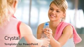  Presentation with perasalinana water birth - Cool new PPT theme with generous girl giving bottle backdrop and a coral colored foreground