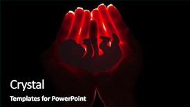  Presentation with embryo - Audience pleasing PPT theme consisting of genesis - embryo silhouette in woman hand backdrop and a black colored foreground
