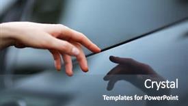  Presentation with michelangelo - Amazing PPT theme having genesis - human hand pointing to reflective backdrop and a ocean colored foreground