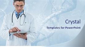  Presentation with composite - Audience pleasing slide set consisting of genetic - digital composite of doctor men backdrop and a sky blue colored foreground