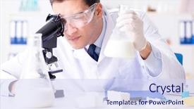  Presentation with genetic testing - Cool new PPT theme with genetic - food scientist testing new stuff backdrop and a sky blue colored foreground