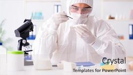  Presentation with genetic lab - Slide set consisting of genetic - food scientist testing new stuff background and a light gray colored foreground