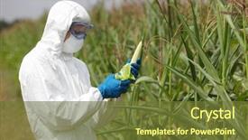  Presentation with corn - Theme enhanced with genetic - gmo profesional in uniform goggles background and a tawny brown colored foreground
